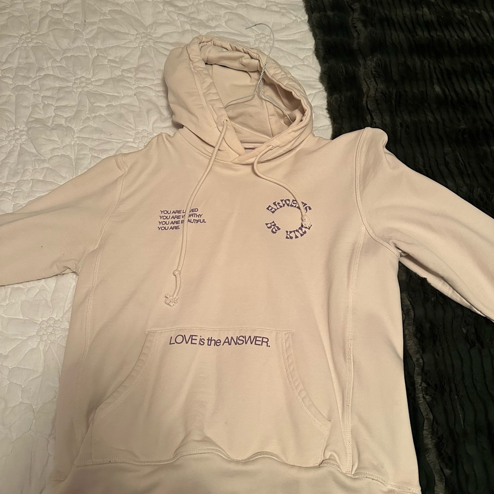 Cream Hoodie with Inspirational Text